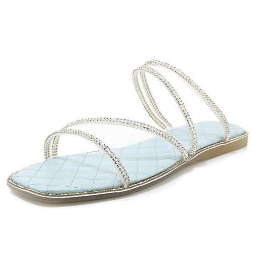 

Women's Slippers & Flip-Flops Summer Flat Heel Open Toe Casual Minimalism Party & Evening Beach Sparkling Glitter Solid Colored PU White / Black / Yellow