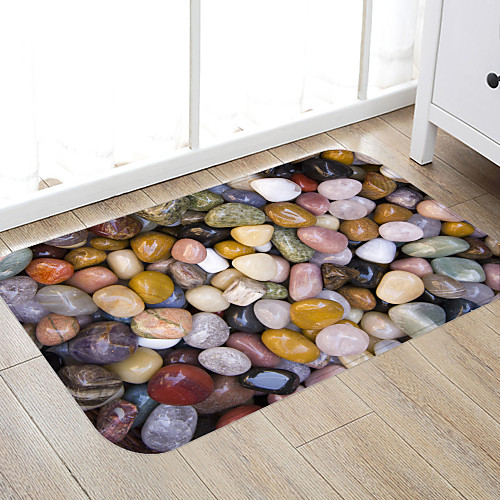 

Color Stone Print High Quality Memory Foam Bathroom Carpet and Door Mat Non-slip Absorbent Super Comfortable Flannel Bathroom Carpet Bed Rug