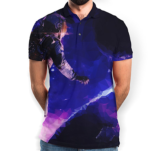 

Men's Galaxy Graphic Print Polo Daily Purple / Short Sleeve