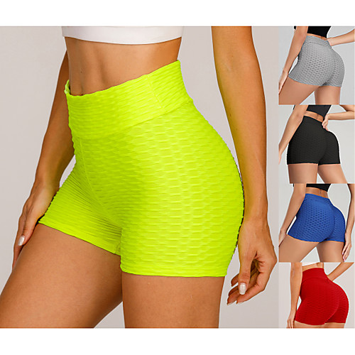 

Women's High Waist Yoga Shorts Scrunch Butt Push Up Shorts Bottoms Tummy Control Butt Lift 4 Way Stretch Solid Color Purple Yellow Red Fitness Gym Workout Running Summer Sports Activewear High