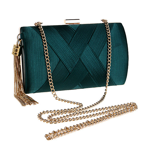 

Women's Tassel / Chain Polyester / Straw Evening Bag 2020 Solid Color Black / Blue / Purple