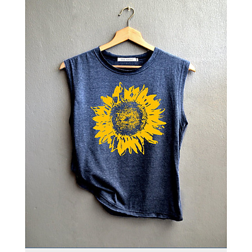 

Women's Geometric T-shirt Daily Weekend Blue / Dark Gray / Gray