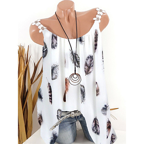 

Women's T-shirt Geometric Tops - Print V Neck Daily White Green S M L XL 2XL 3XL