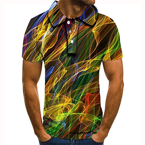 

Men's Graphic 3D Print Print Polo Daily Rainbow / Short Sleeve