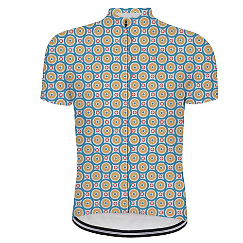 

21Grams Men's Short Sleeve Cycling Jersey BlueYellow Polka Dot Retro Bike Jersey Top Mountain Bike MTB Road Bike Cycling UV Resistant Quick Dry Breathable Sports Clothing Apparel / Stretchy