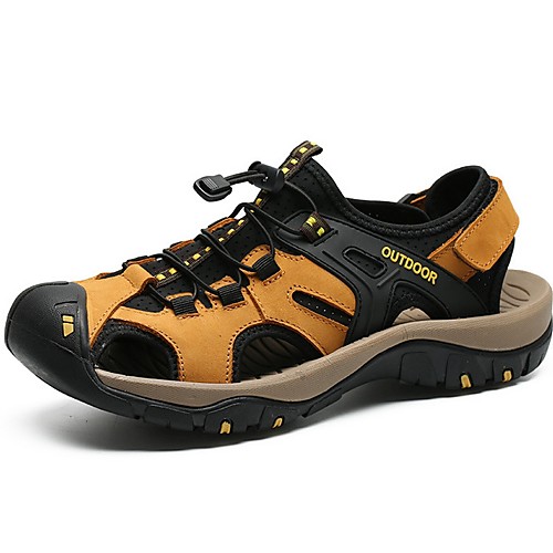 

Men's Summer Outdoor Sandals Cowhide Non-slipping Dark Brown / Brown / Black