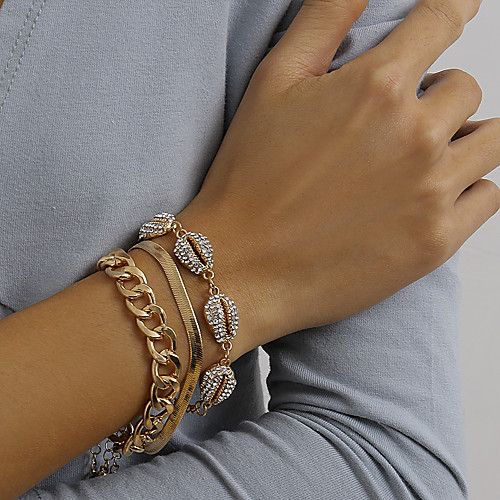 

3pcs Women's Wrap Bracelet Tropical Fashion Statement Stylish Punk European Fashion Copper Bracelet Jewelry Gold For Halloween Party Evening Gift Beach Festival