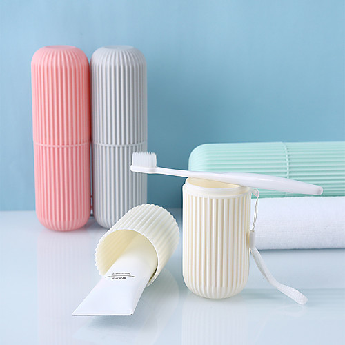 

Traveling Brushing And Washing Cup Portable Set With Lid 1pcs