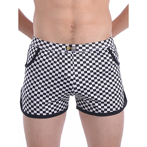 

Men's Basic Black Swim Trunk Beach board shorts Swimwear Swimsuit - Geometric Print Breathable M L XL Black