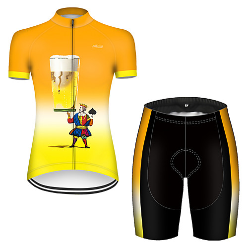 

21Grams Women's Short Sleeve Cycling Jersey with Shorts Polyester OrangeWhite Oktoberfest Beer Poker Bike Clothing Suit Breathable 3D Pad Quick Dry Ultraviolet Resistant Reflective Strips Sports
