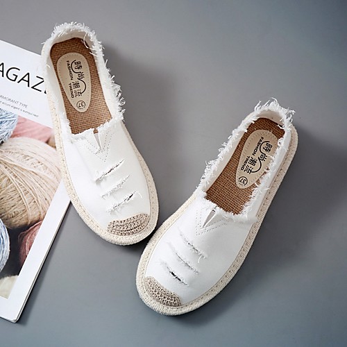 

Women's Flats Summer Flat Heel Round Toe Daily Canvas White / Black