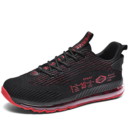 

Men's Summer Sporty Athletic Trainers / Athletic Shoes Running Shoes Elastic Fabric / Tissage Volant Non-slipping Black / Red / Black / Gray Color Block