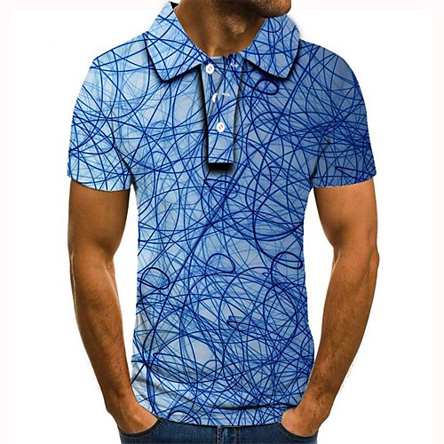 

Men's Graphic 3D Print Print Polo Daily Light Blue / Short Sleeve