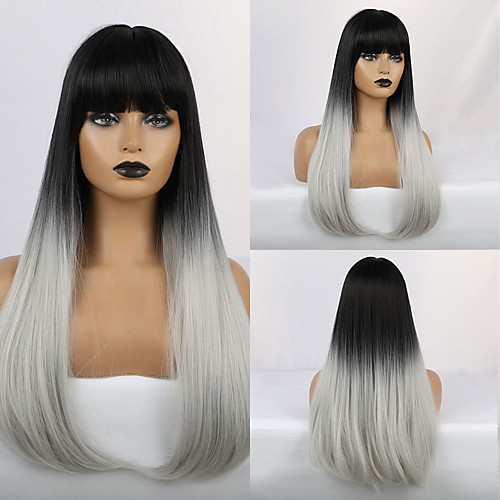 

Synthetic Wig Bangs Straight Natural Straight Side Part Neat Bang With Bangs Wig Ombre Very Long Ombre Color Synthetic Hair 24 inch Women's Cosplay Women Synthetic Ombre HAIR CUBE