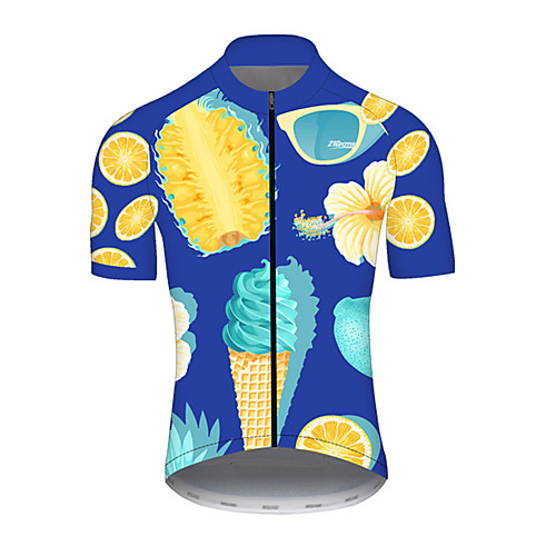 

21Grams Men's Short Sleeve Cycling Jersey Nylon BlueYellow Pineapple Lemon Fruit Bike Jersey Top Mountain Bike MTB Road Bike Cycling Breathable Quick Dry Sports Clothing Apparel / Micro-elastic