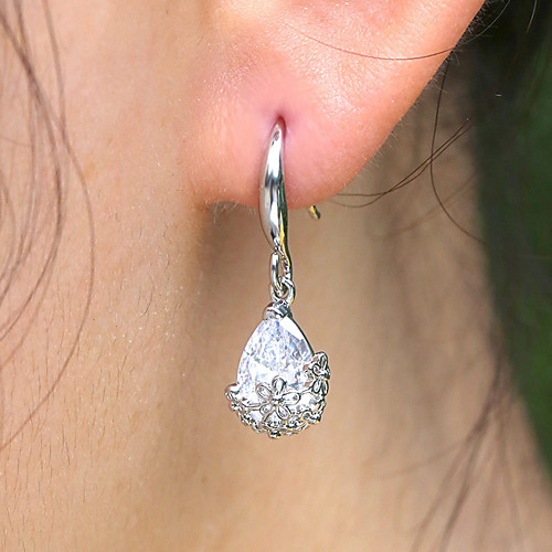 

Women's Drop Earrings Hoop Earrings Pear Cut Luxury Classic Gold Plated Rose Gold Plated Earrings Jewelry Rose Gold / White / Yellow For Party Evening Gift Formal Date 1 Pair