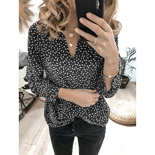 

Women's Polka Dot Shirt Daily Shirt Collar Black / Blue / Purple / Red / Orange / Green