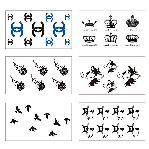 

6 pcs Temporary Tattoos Water Resistant / Waterproof / Mini Style / Safety Face / Body / Hand Water-Transfer Sticker Body Painting Colors