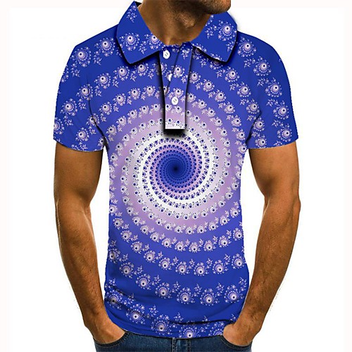 

Men's Graphic 3D Print Print Polo Daily Purple / Short Sleeve