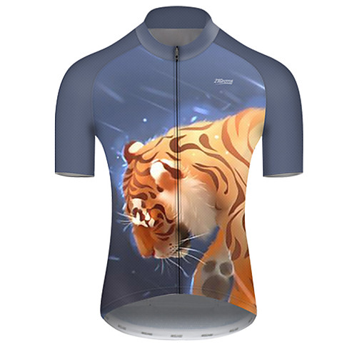 

21Grams Men's Short Sleeve Cycling Jersey Polyester BlueYellow Galaxy Animal Tiger Bike Jersey Top Mountain Bike MTB Road Bike Cycling Breathable Quick Dry Ultraviolet Resistant Sports Clothing