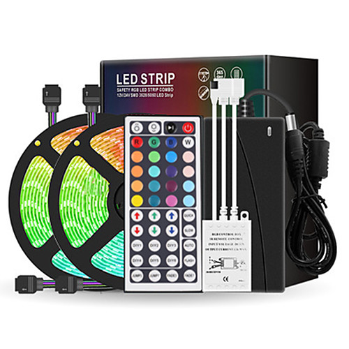 

2x5M Flexible LED Light Strips Light Sets RGB Tiktok Lights 300 LEDs SMD5050 10mm 1 12V 6A Adapter / 1 44Keys Remote Controller 1 set Multi Color Waterproof / Party / Self-adhesive 85-265 V