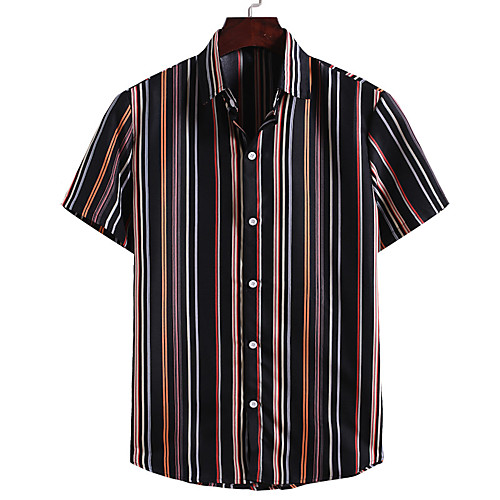 

Men's Striped Shirt Basic Daily Black