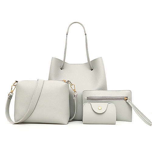 

Women's PU Bag Set Solid Color 4 Pieces Purse Set Blushing Pink / Red / White