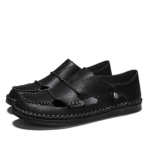 

Men's Summer Casual / Beach Daily Office & Career Sandals Walking Shoes / Upstream Shoes Cowhide Breathable Non-slipping Wear Proof Booties / Ankle Boots Light Brown / Dark Brown / Black
