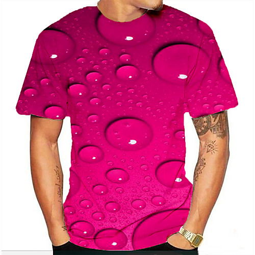 

Men's T shirt Graphic Beer Print Short Sleeve Daily Tops Basic Fuchsia