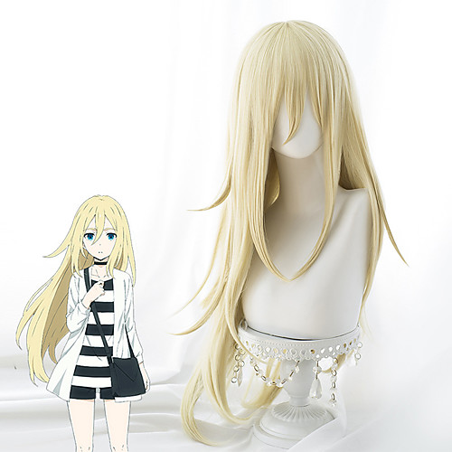 

Angels of Death Cosplay Wigs Women's Asymmetrical 35 inch Heat Resistant Fiber kinky Straight Yellow Yellow Anime