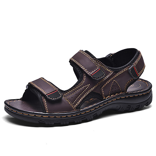

Men's Fall / Spring & Summer Casual Daily Outdoor Sandals Nappa Leather Breathable Non-slipping Shock Absorbing Light Brown / Dark Brown / Black