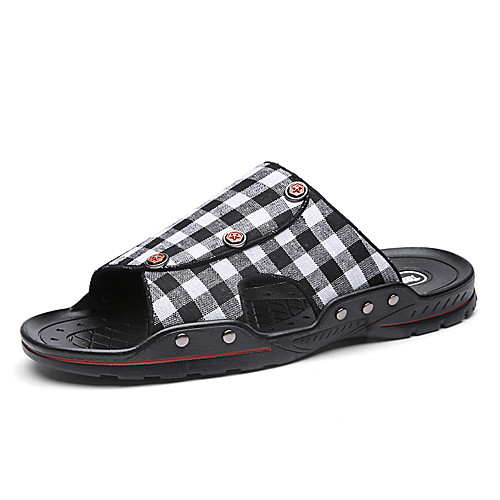 

Men's Summer Classic / British Daily Outdoor Slippers & Flip-Flops Walking Shoes Cotton Breathable Wear Proof Black / Light Red / Blue