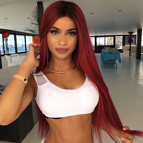 

Synthetic Lace Front Wig Straight Gaga Middle Part Lace Front Wig Ombre Long Ombre Color Synthetic Hair 22-26 inch Women's Heat Resistant Women Hot Sale Ombre / Glueless