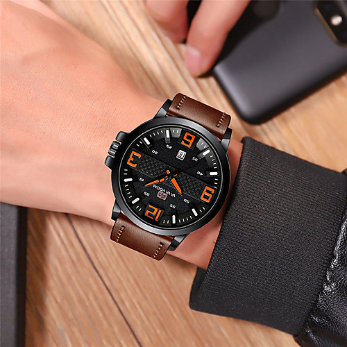 

Men's Mechanical Watch Quartz Genuine Leather 30 m Water Resistant / Waterproof Calendar / date / day Day Date Analog Fashion Cool - White Blue Red One Year Battery Life
