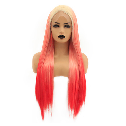 

Synthetic Lace Front Wig Straight Gaga Middle Part Lace Front Wig Ombre Long Ombre Orange Synthetic Hair 22-26 inch Women's Heat Resistant Women Hot Sale Green Ombre / Glueless