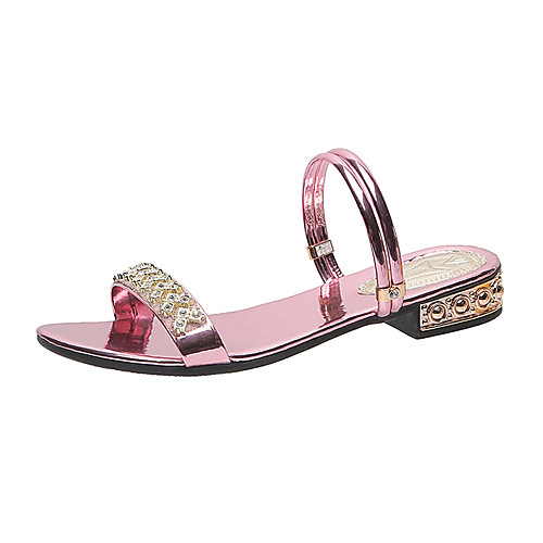 

Women's Sandals 2020 Spring & Summer Block Heel Open Toe Minimalism Daily Sparkling Glitter / Sequin PU Walking Shoes Black / Purple / Gold