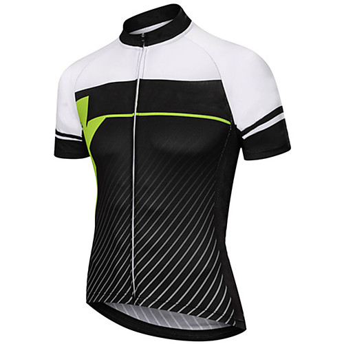 

21Grams Men's Short Sleeve Cycling Jersey Polyester Black / White Stripes Gradient Bike Jersey Top Mountain Bike MTB Road Bike Cycling UV Resistant Breathable Quick Dry Sports Clothing Apparel