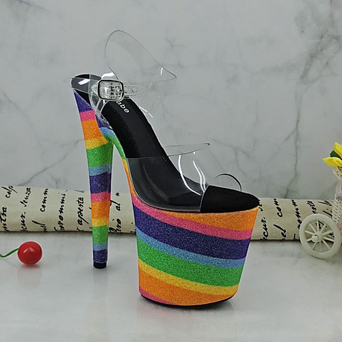 

Women's Sandals Summer Stiletto Heel Open Toe Daily PU Blue / Rainbow
