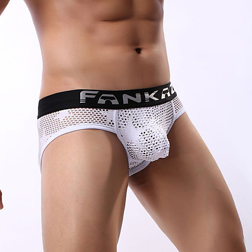 

Men's Mesh Briefs Underwear - Normal Low Waist White Black S M L