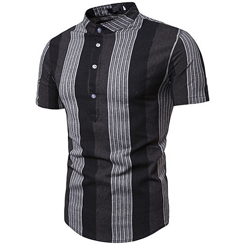 

Men's Striped Shirt Sports Black / Red / Short Sleeve