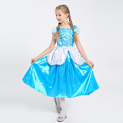 

Princess Cinderella Dress Flower Girl Dress Girls' Movie Cosplay A-Line Slip Blue Dress Children's Day Masquerade Tulle Polyester