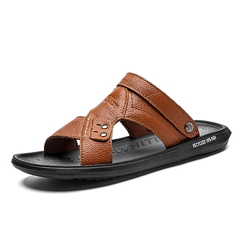 

Men's Fall Casual Daily Outdoor Sandals PU Breathable Non-slipping Shock Absorbing Light Brown / Dark Brown / Black Color Block