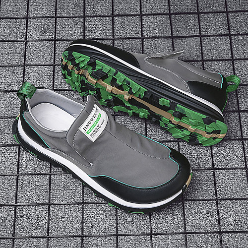 

Men's Summer Classic / Casual Daily Outdoor Sneakers Walking Shoes Canvas Breathable Non-slipping Wear Proof Khaki / Gray Color Block