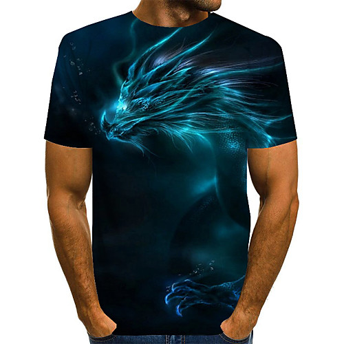 

Men's Graphic 3D Print Fantastic Beasts Print T-shirt Basic Exaggerated Daily Blue / Purple / Red / Green