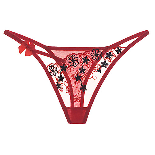 

Women's Lace / Bow / Flower G-strings & Thongs Panties - Normal Mid Waist Purple Blushing Pink Fuchsia One-Size