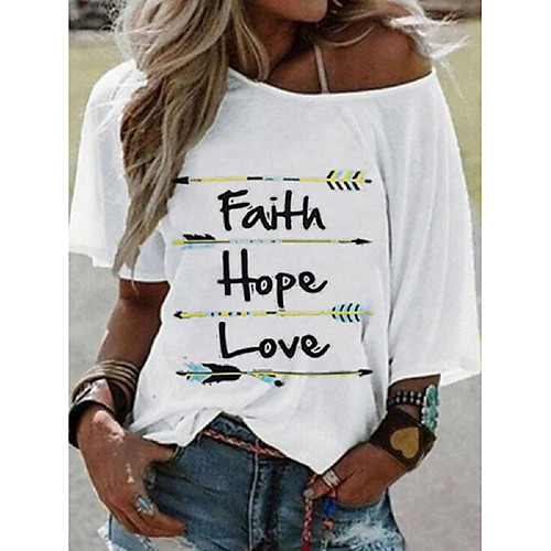 

Women's Letter Print T-shirt Daily White / Blue / Yellow