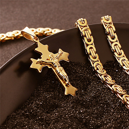 

Men's Necklace Crossover Artistic Classic Titanium Steel Gold 55 cm Necklace Jewelry 1pc For Anniversary Street Festival