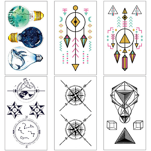 

6 pcs Temporary Tattoos Water Resistant / Waterproof / Mini Style / Safety Face / Body / Hand Water-Transfer Sticker Body Painting Colors