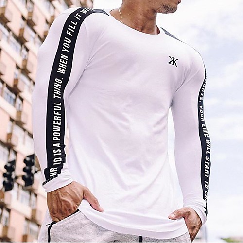 

Men's Workout Tops Running Shirt Winter Round Neck Active Training Fitness Jogging Breathable Moisture Wicking Soft Sportswear Top Long Sleeve Activewear Micro-elastic