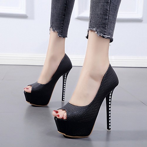 

Women's Sandals Summer Stiletto Heel / Decorative Heel Open Toe Daily PU Black